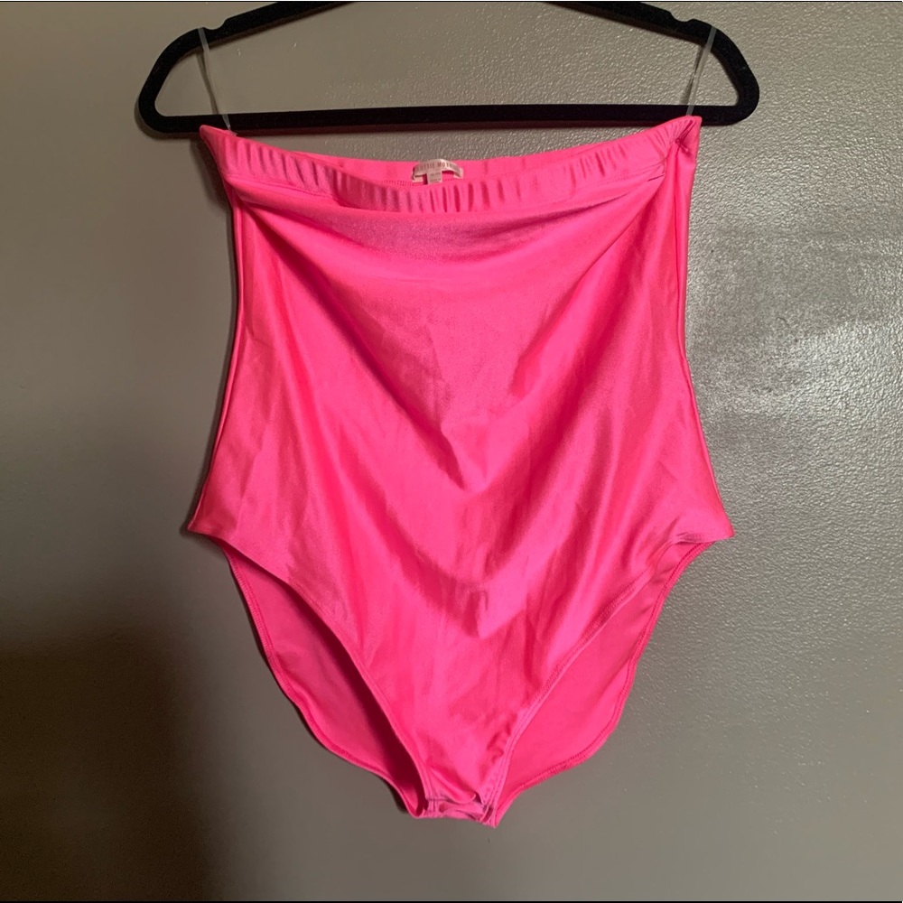 Neon pink sleeveless body suit